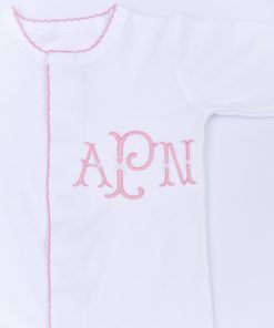 Alternative view of White With Blush Trim Footie