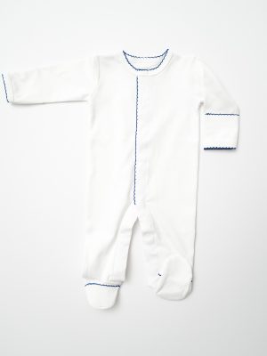 White With Marine Blue Trim Footie